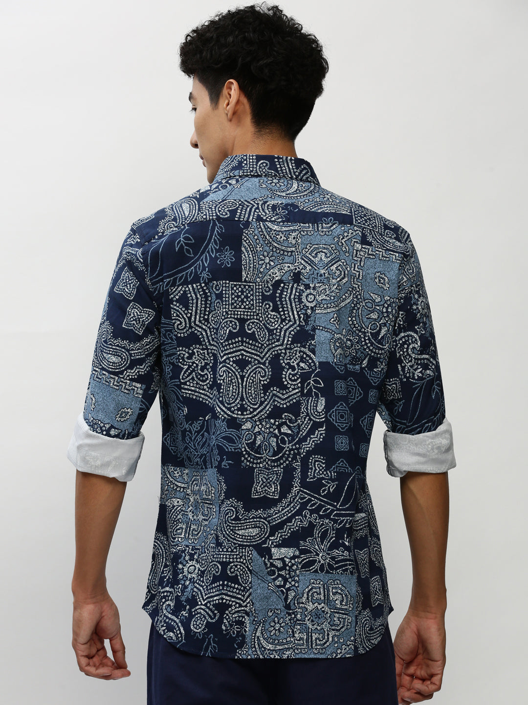 Men's Navy Printed Casual Shirts