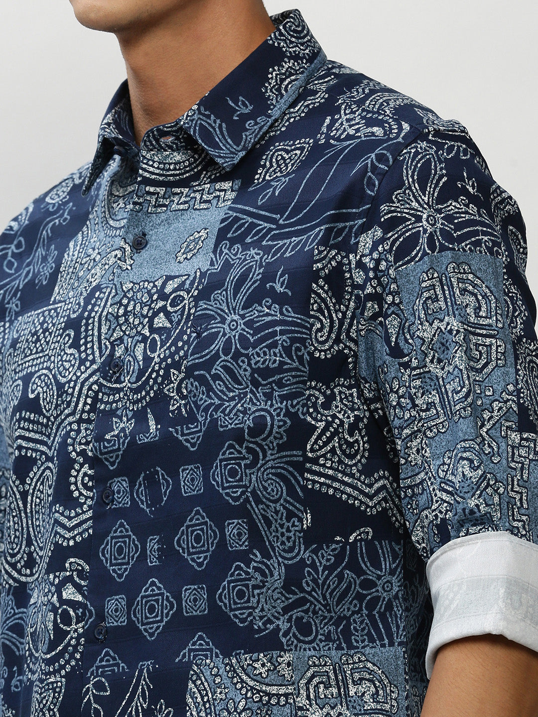 Men's Navy Printed Casual Shirts
