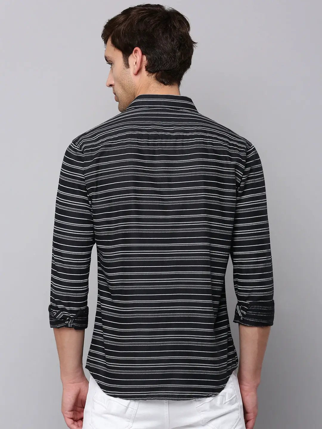 Men's Black Striped Casual Shirt