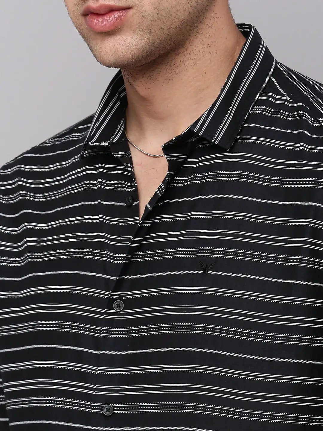 Men's Black Striped Casual Shirt