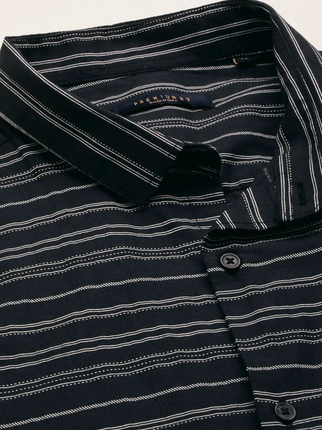 Men's Black Striped Casual Shirt