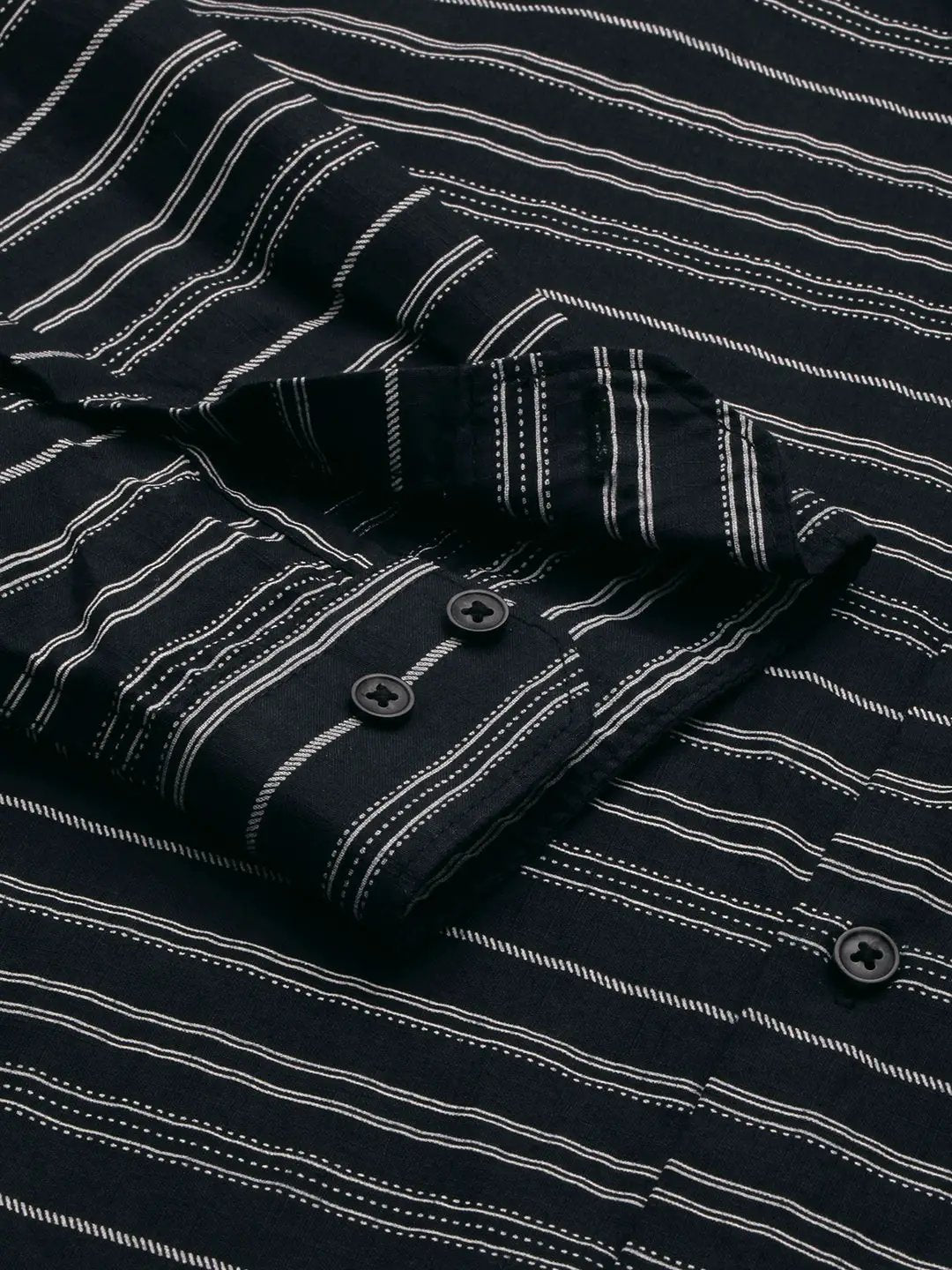 Men's Black Striped Casual Shirt