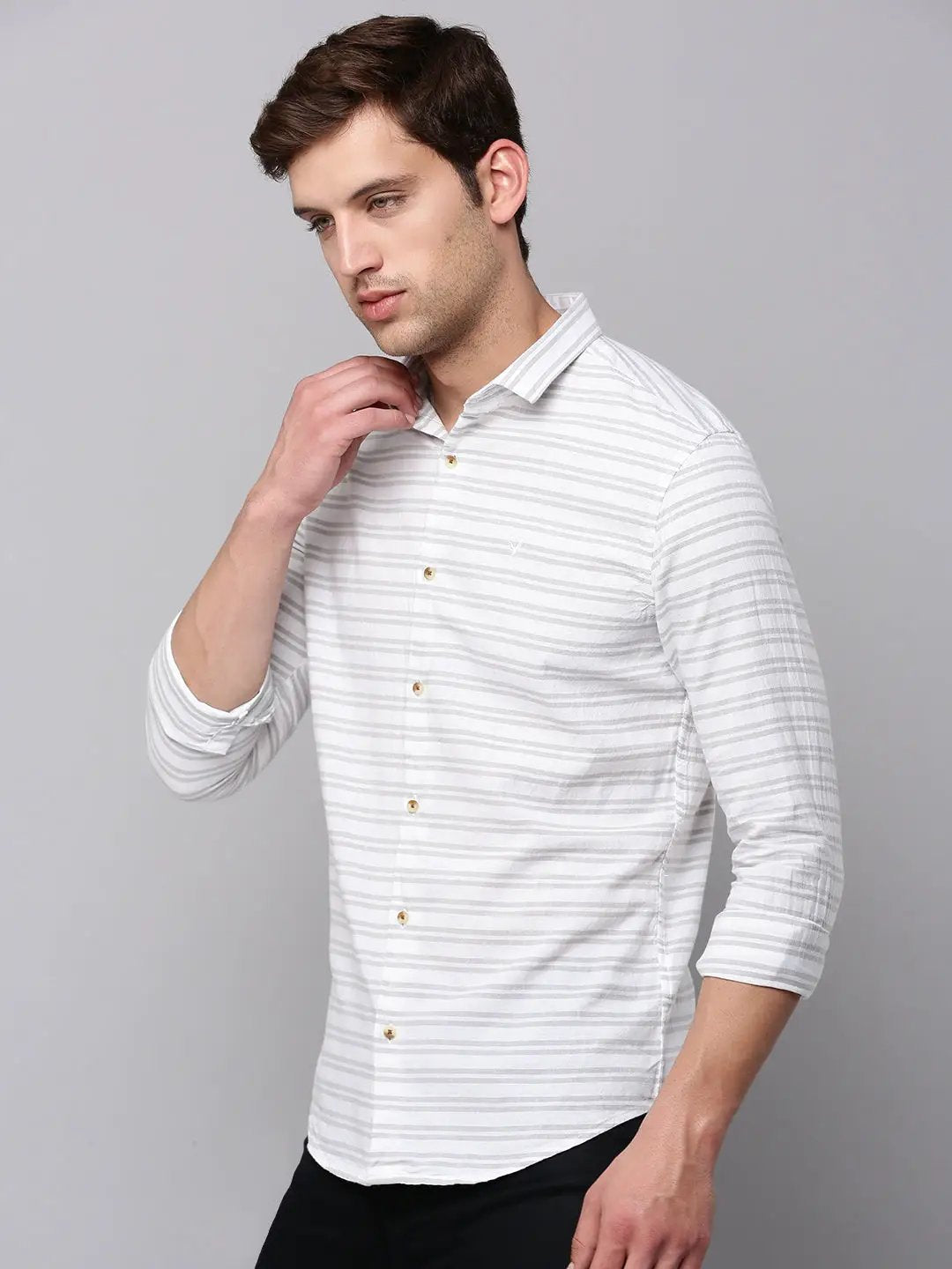 Men's White Striped Casual Shirt