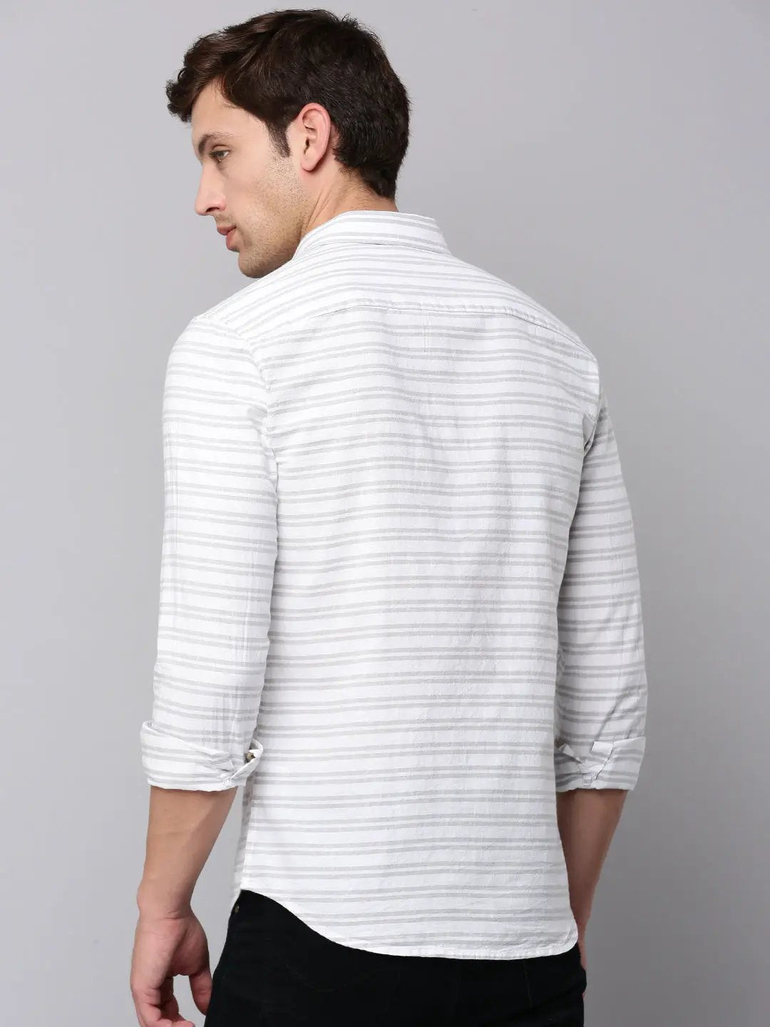 Men's White Striped Casual Shirt