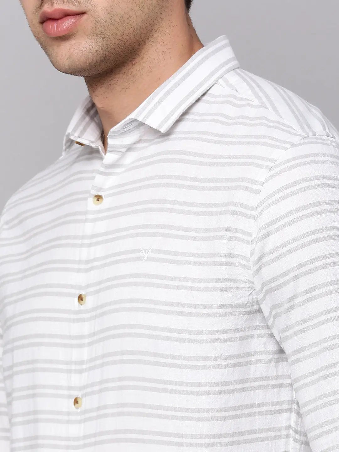 Men's White Striped Casual Shirt
