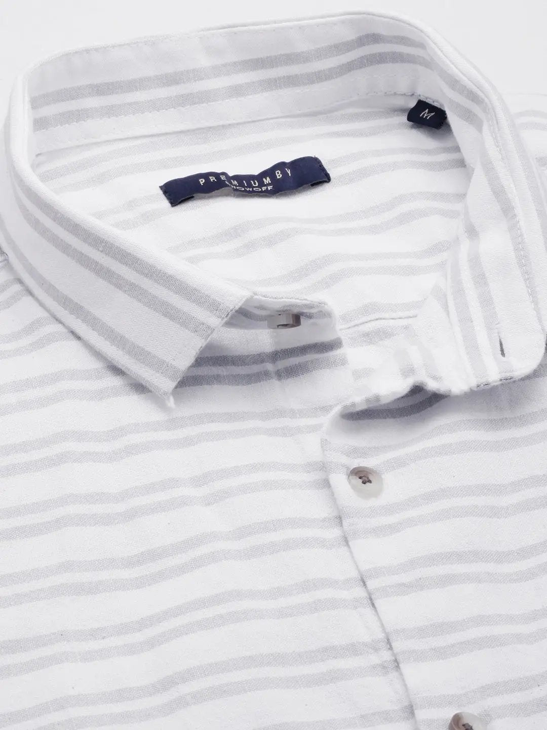 Men's White Striped Casual Shirt