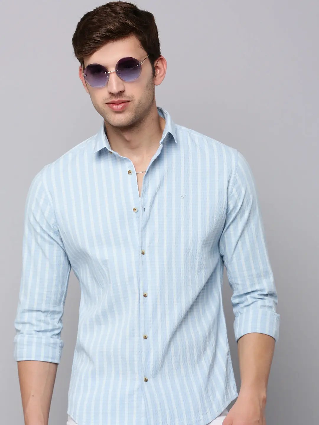 Men's Blue Classic Striped Casual Shirt