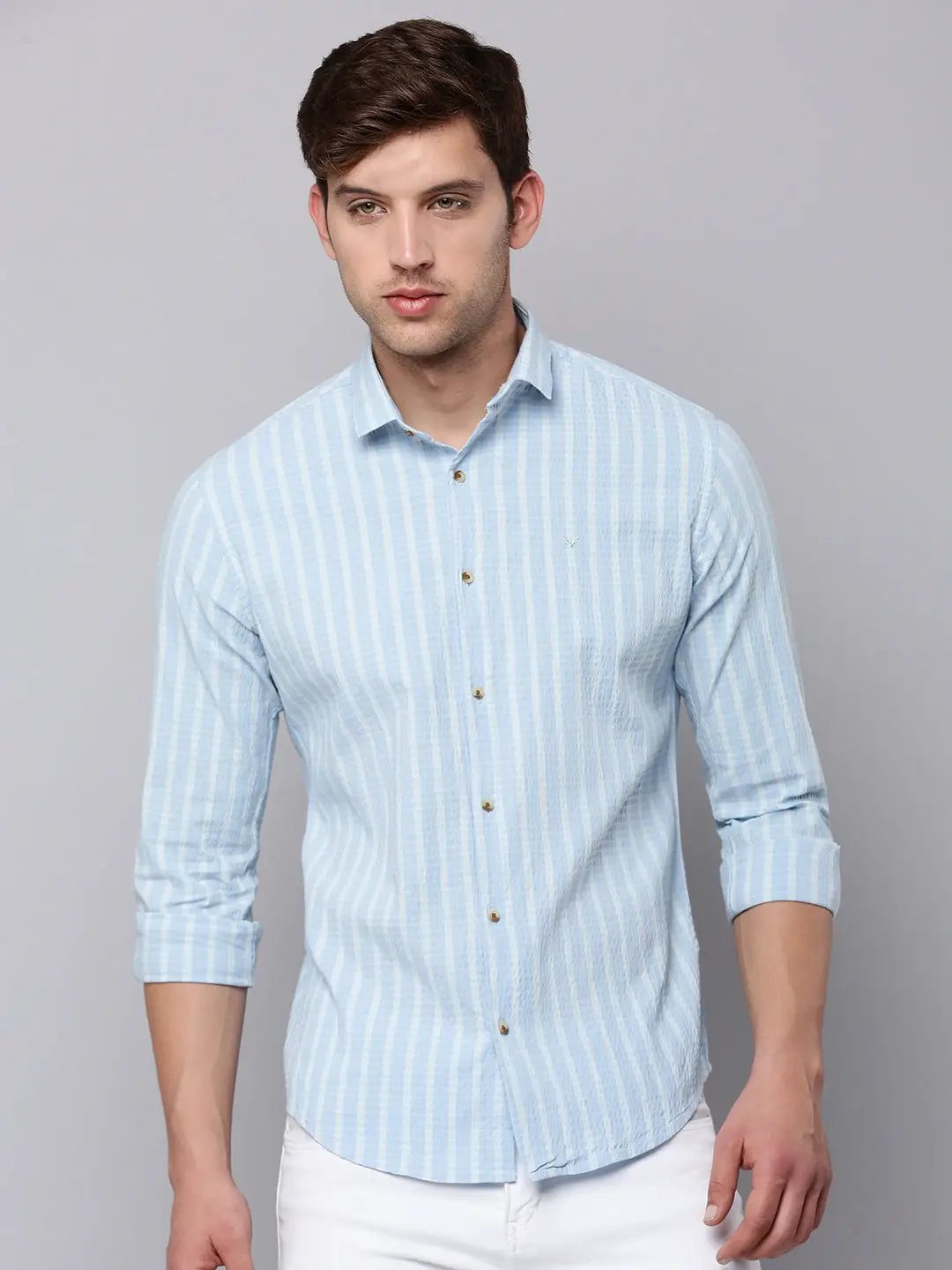 Men's Blue Classic Striped Casual Shirt