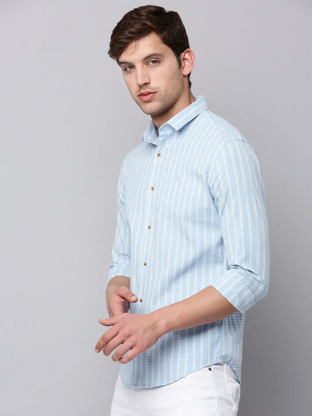 Men's Blue Classic Striped Casual Shirt