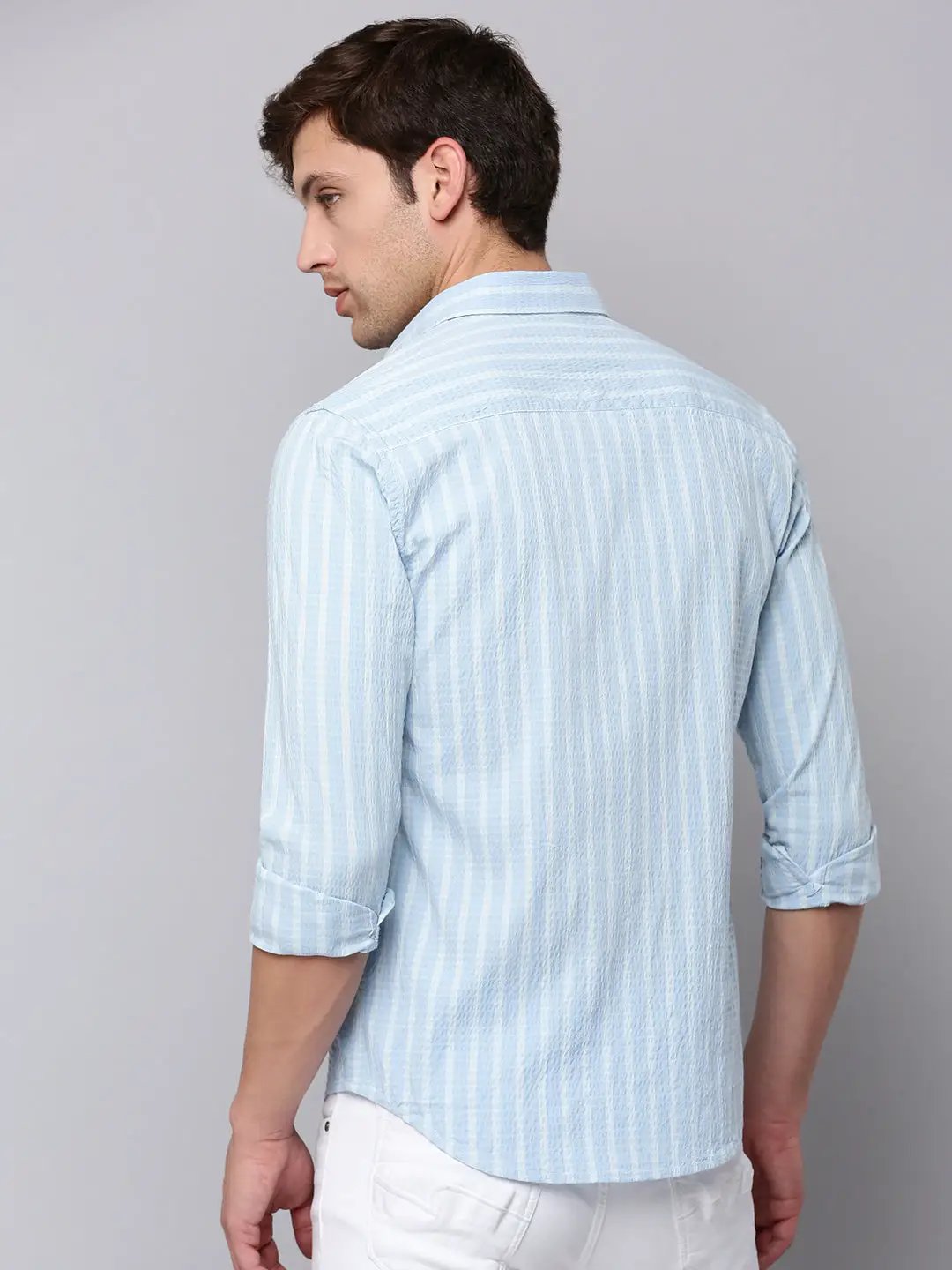 Men's Blue Classic Striped Casual Shirt