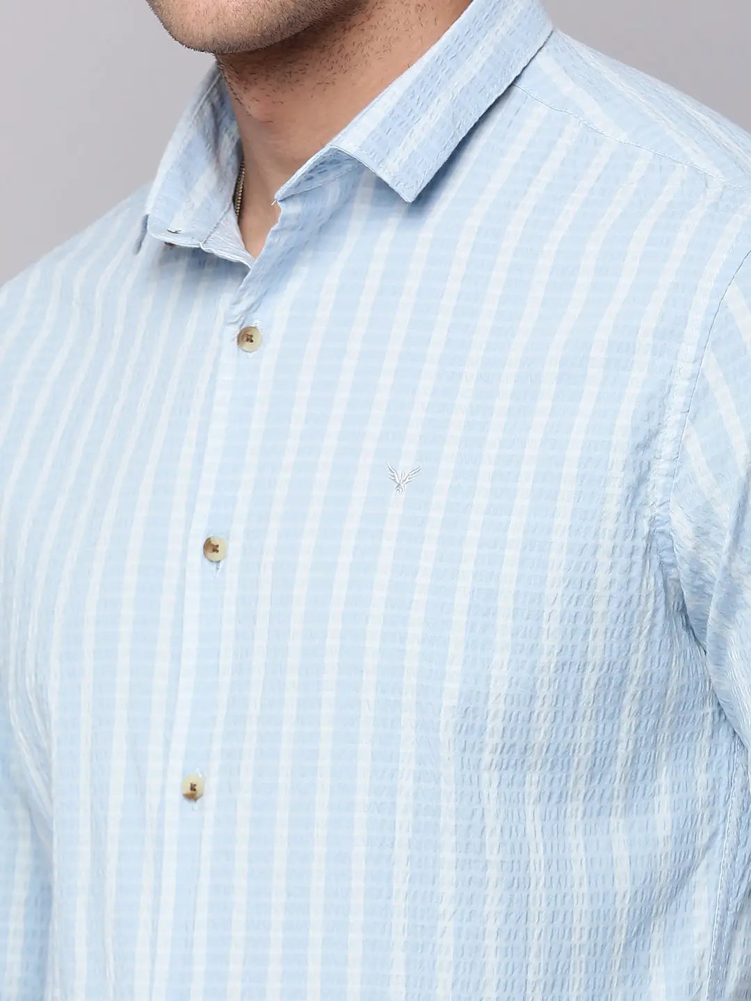 Men's Blue Classic Striped Casual Shirt