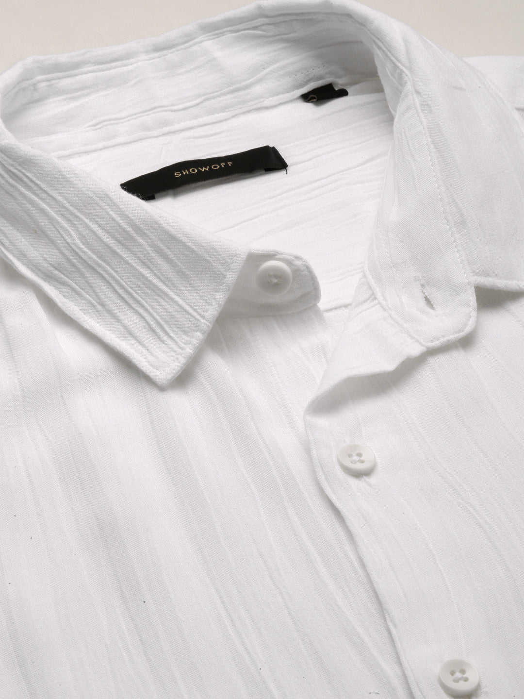 Men White Spread Collar Solid Shirt