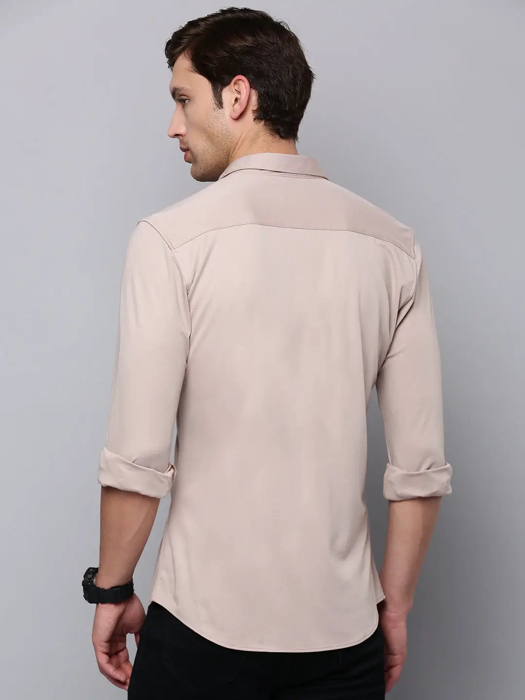Men's Beige Solid Casual Shirt