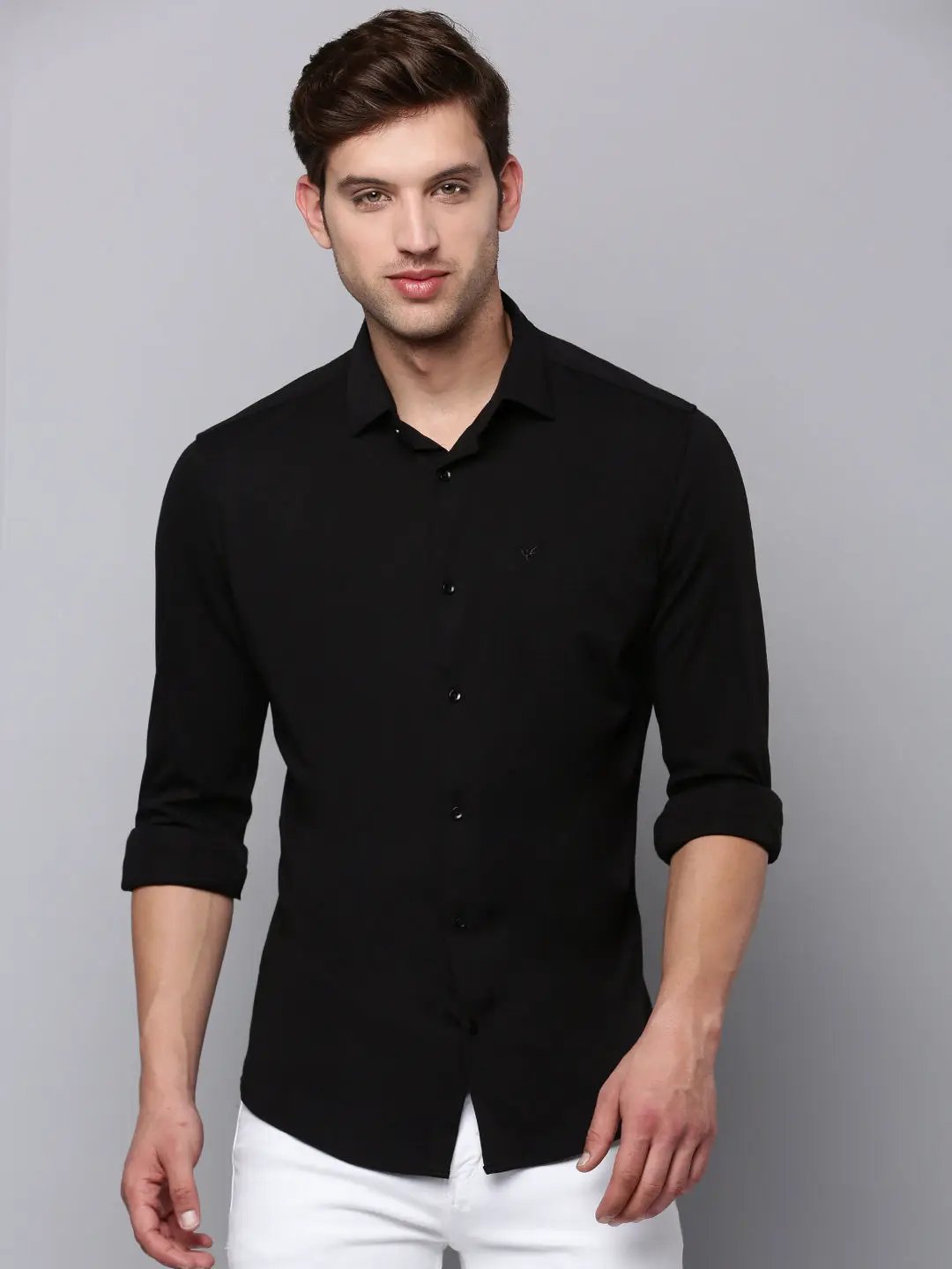 Men's Black Solid Casual Shirt