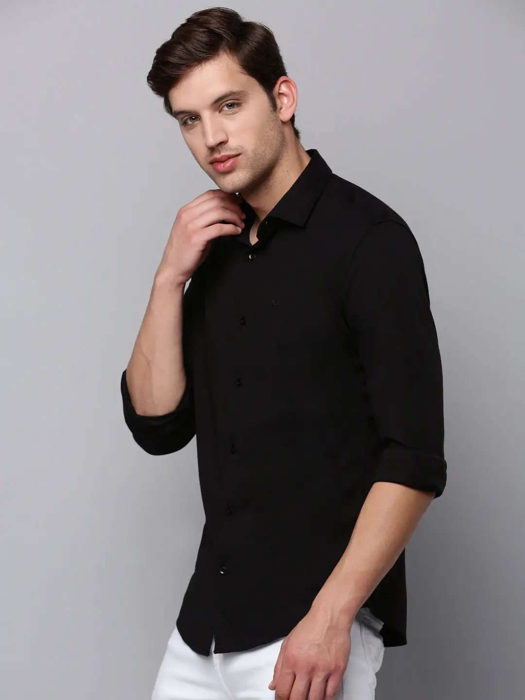 Men's Black Solid Casual Shirt