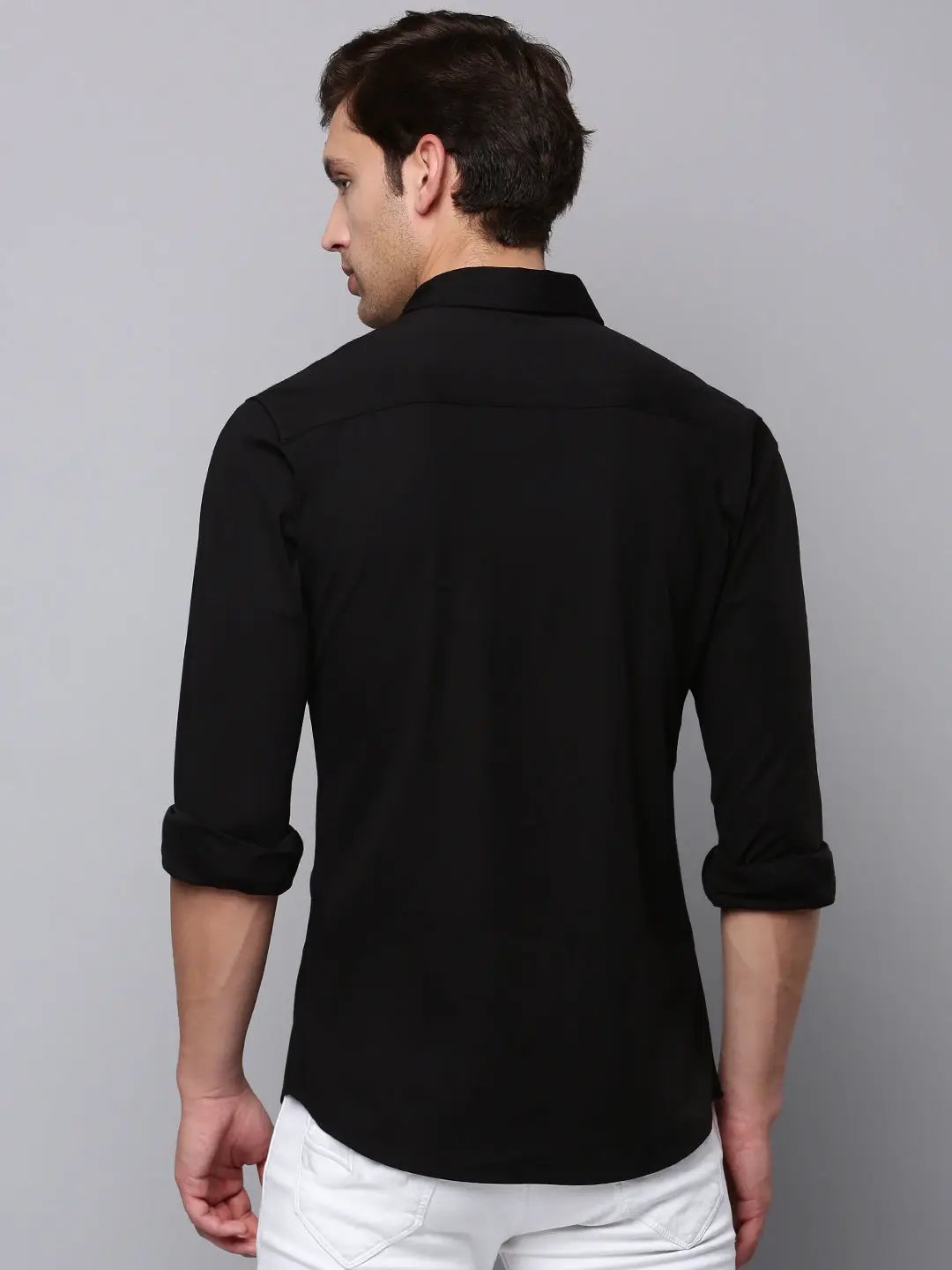 Men's Black Solid Casual Shirt