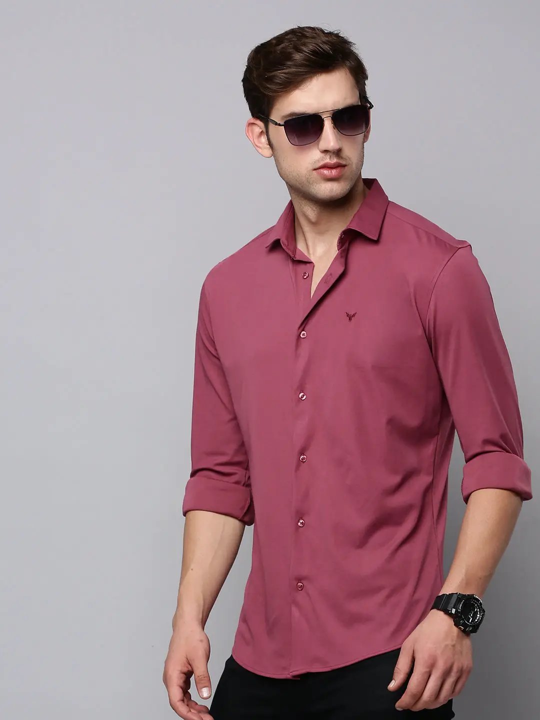 Men's Mauve Solid Casual Shirt