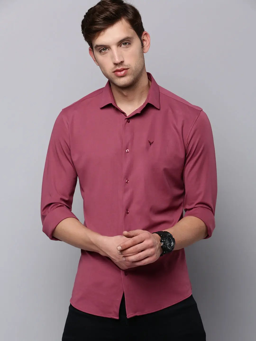 Men's Mauve Solid Casual Shirt