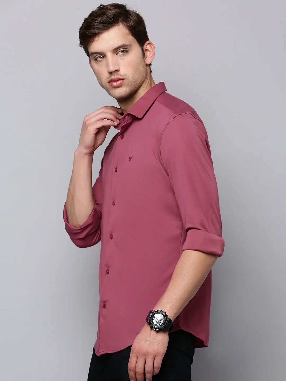 Men's Mauve Solid Casual Shirt