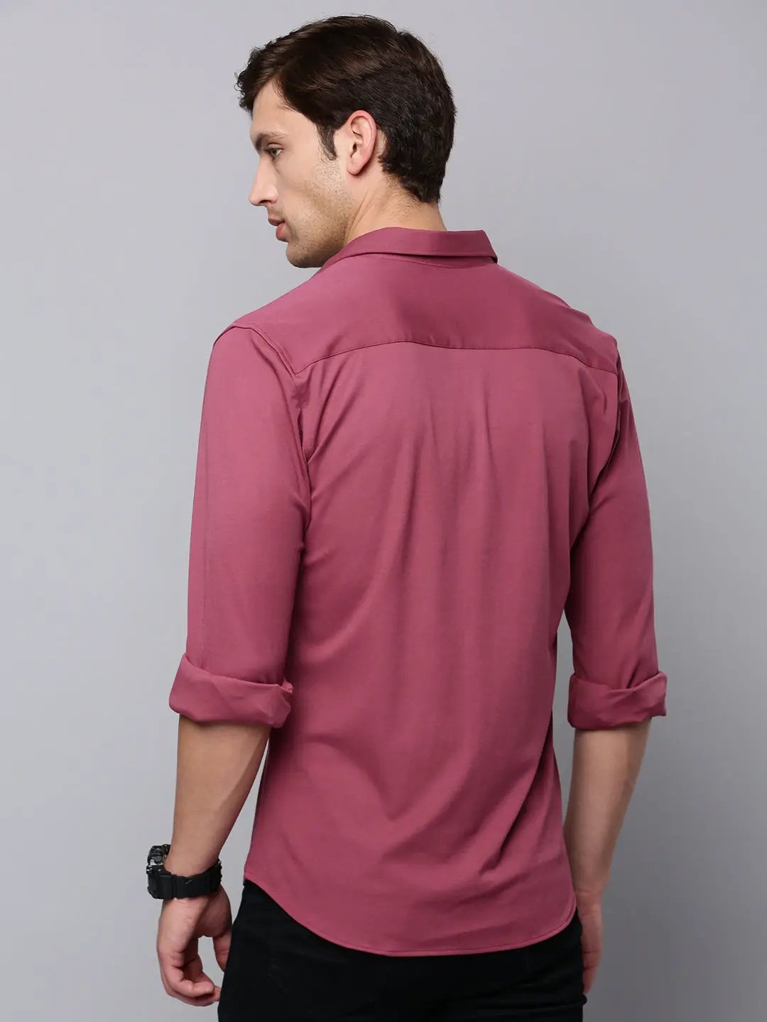 Men's Mauve Solid Casual Shirt