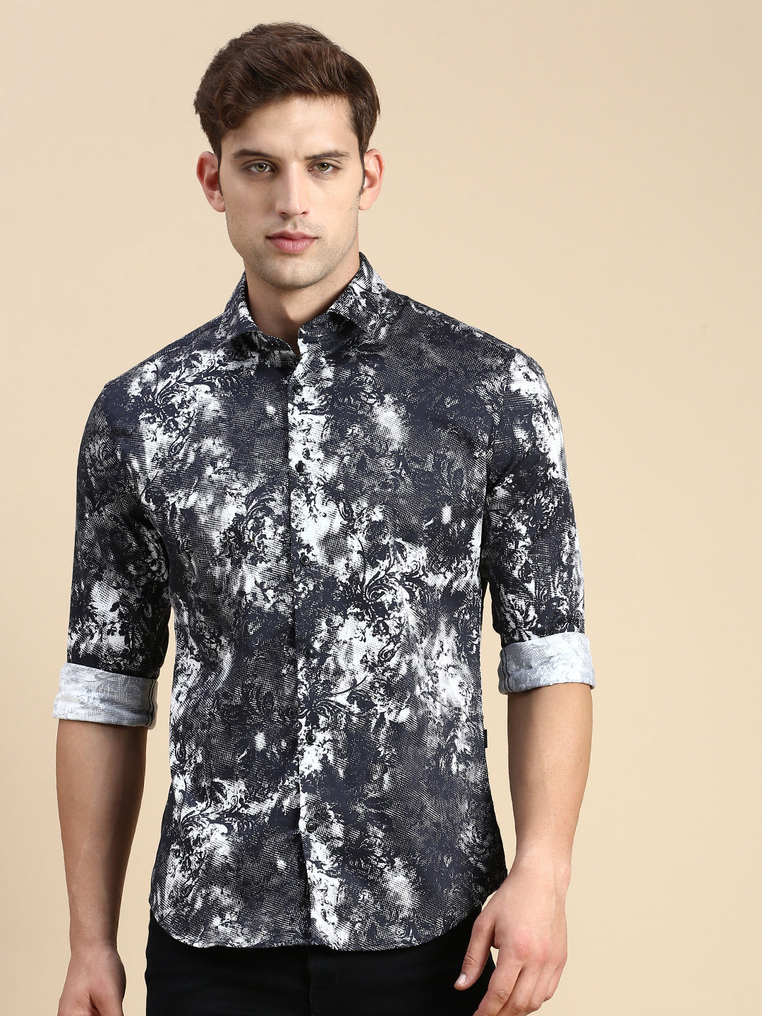 Men Black Printed Casual Shirt