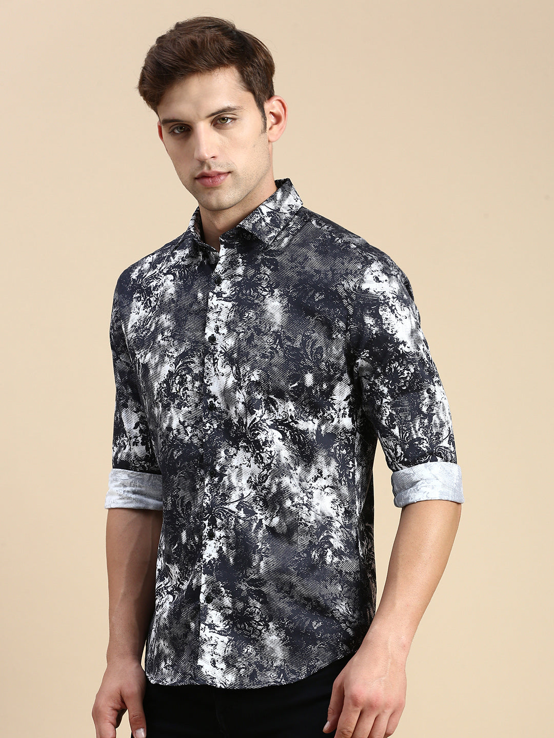 Men Black Printed Casual Shirt