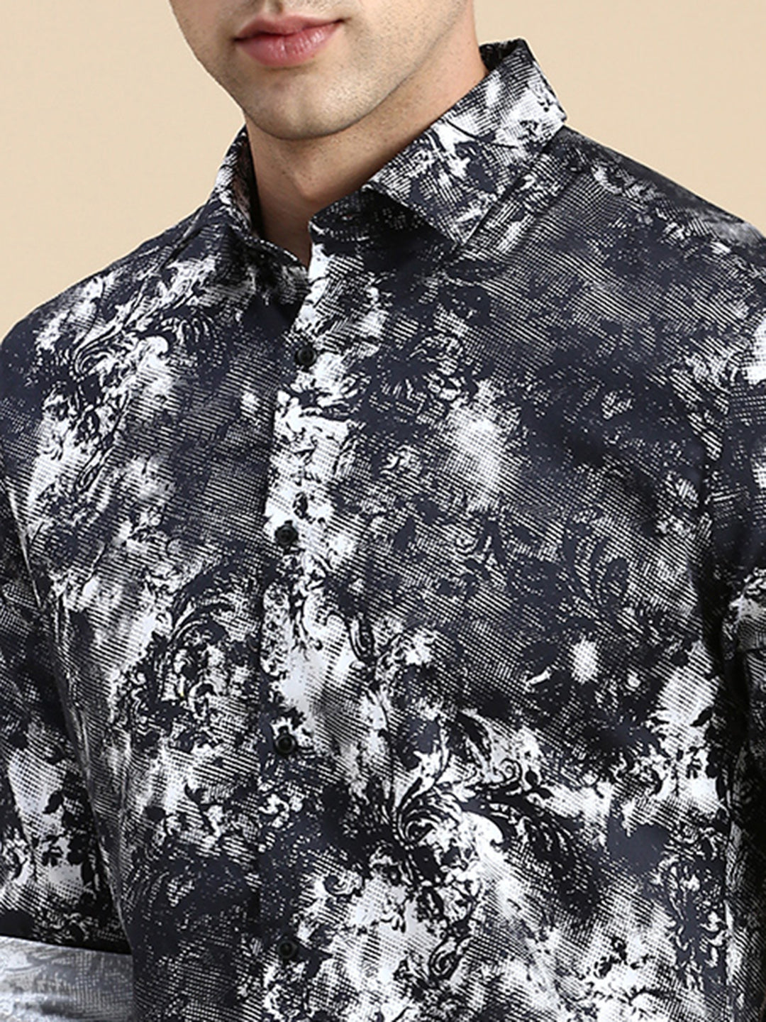 Men Black Printed Casual Shirt