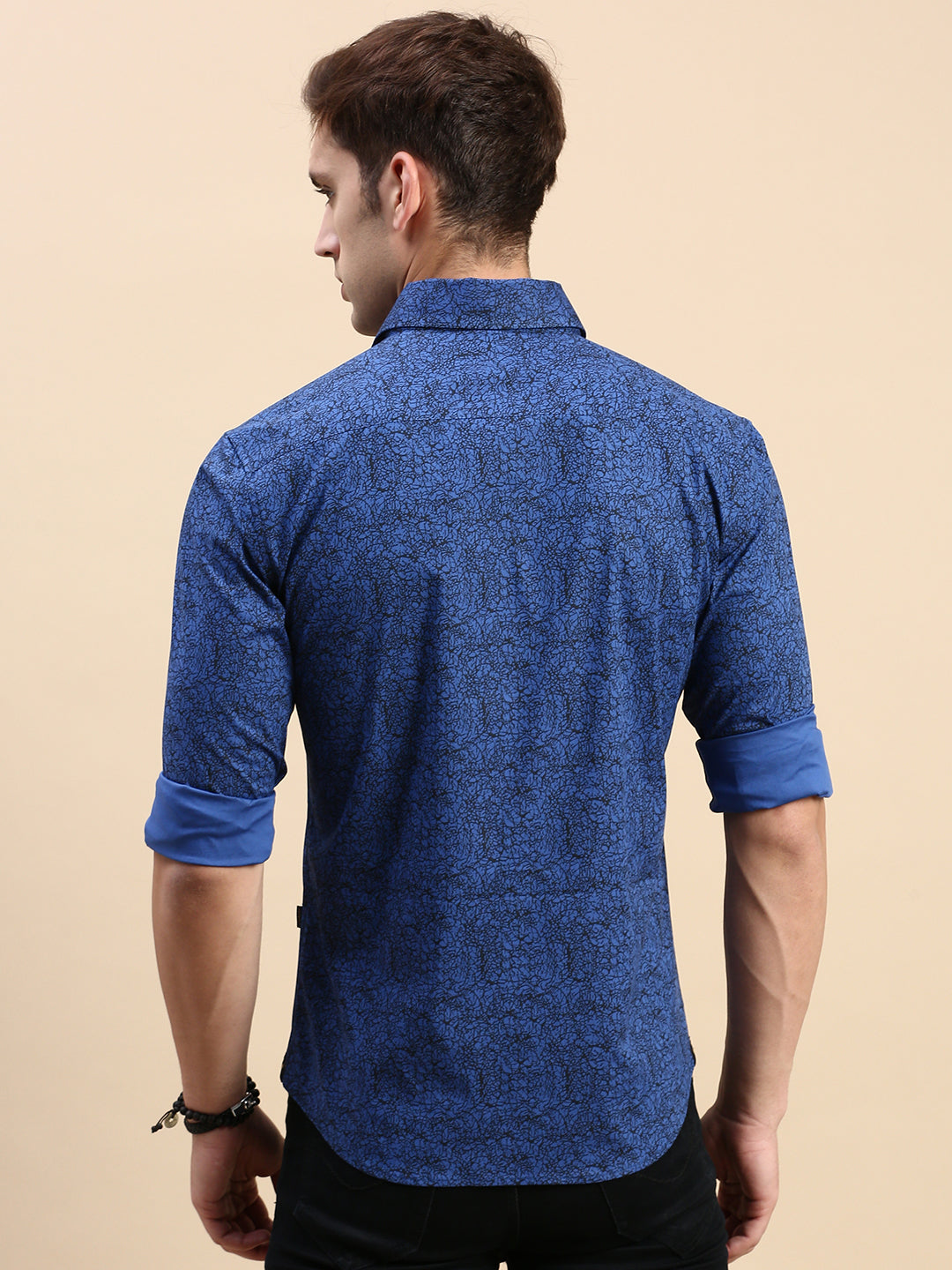 Men Blue Printed Casual Shirt