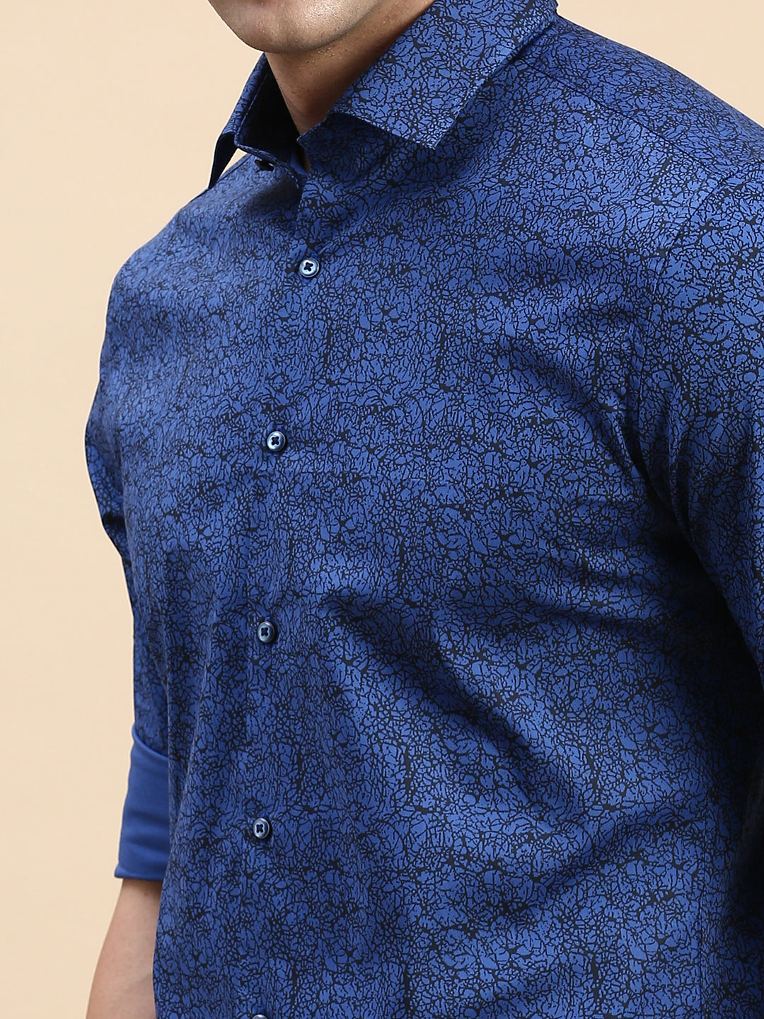 Men Blue Printed Casual Shirt