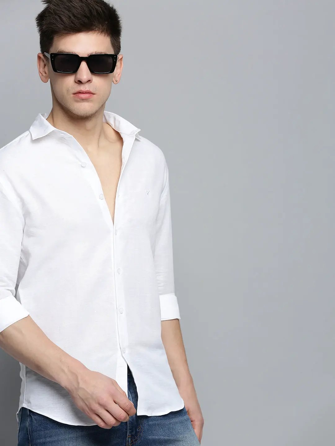 Men's White Solid Casual Shirt