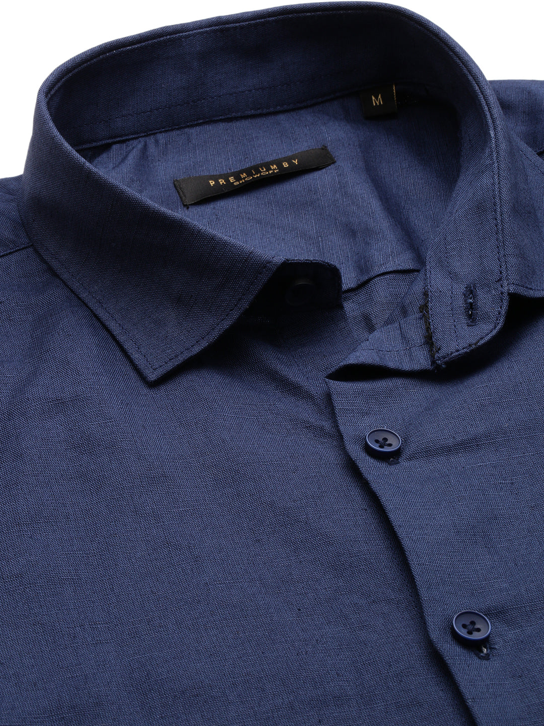 Men Navy Solid Casual Shirt