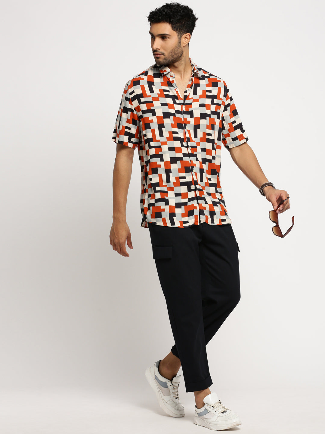 Men's Multi Spread Collar Geometric Shirt