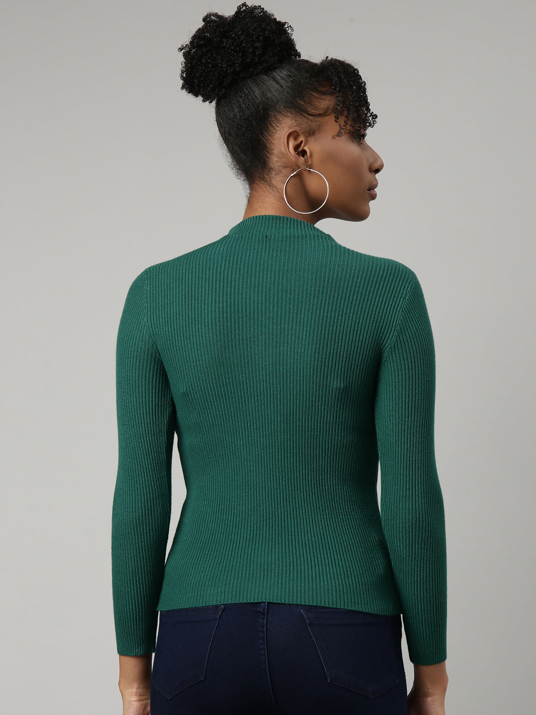 Women Green Solid Fitted Top