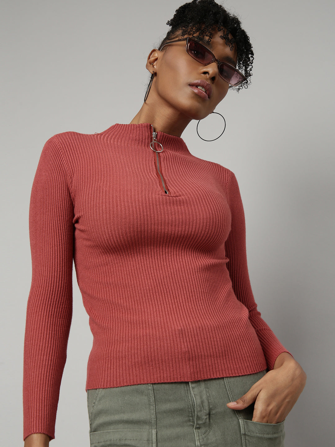 Women Rust Solid Top