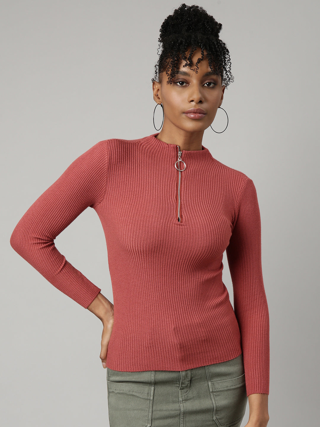 Women Rust Solid Top