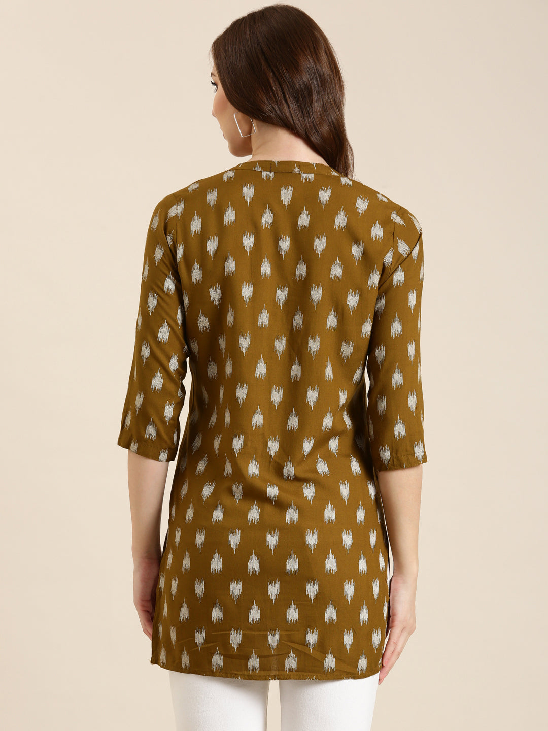 Women Olive Abstract Straight Kurti