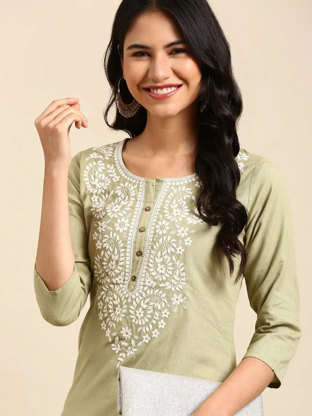 Women's Sea Green Solid Straight Kurta
