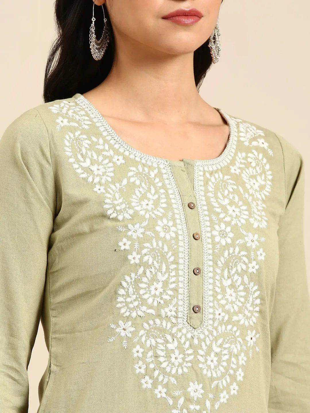 Women's Sea Green Solid Straight Kurta