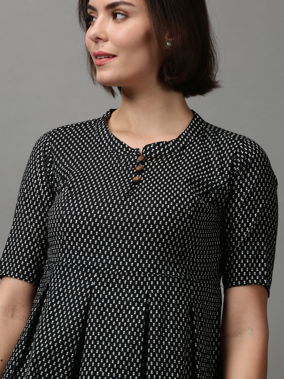 Women's Black Printed Top