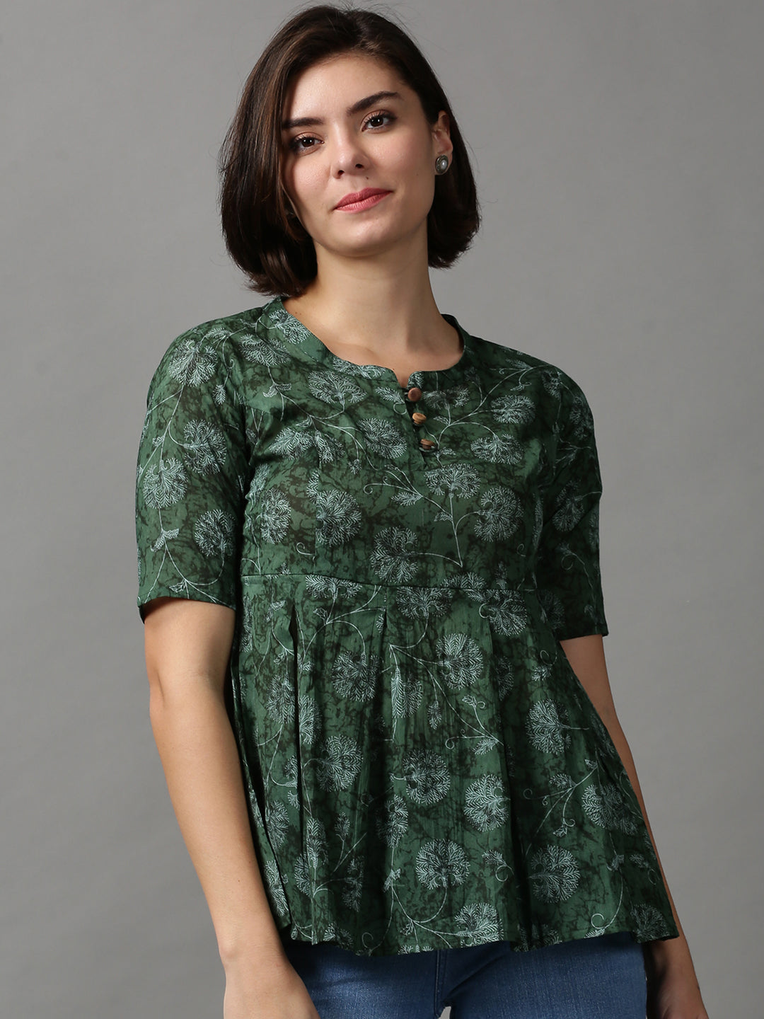 Women's Green Printed Top