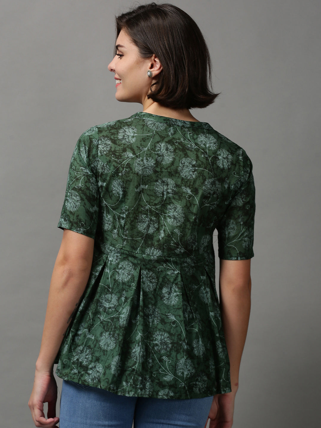 Women's Green Printed Top