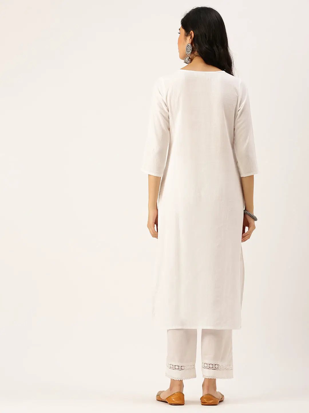 Women's White Embroidered Straight Kurtas - from SHOWOFFFF
