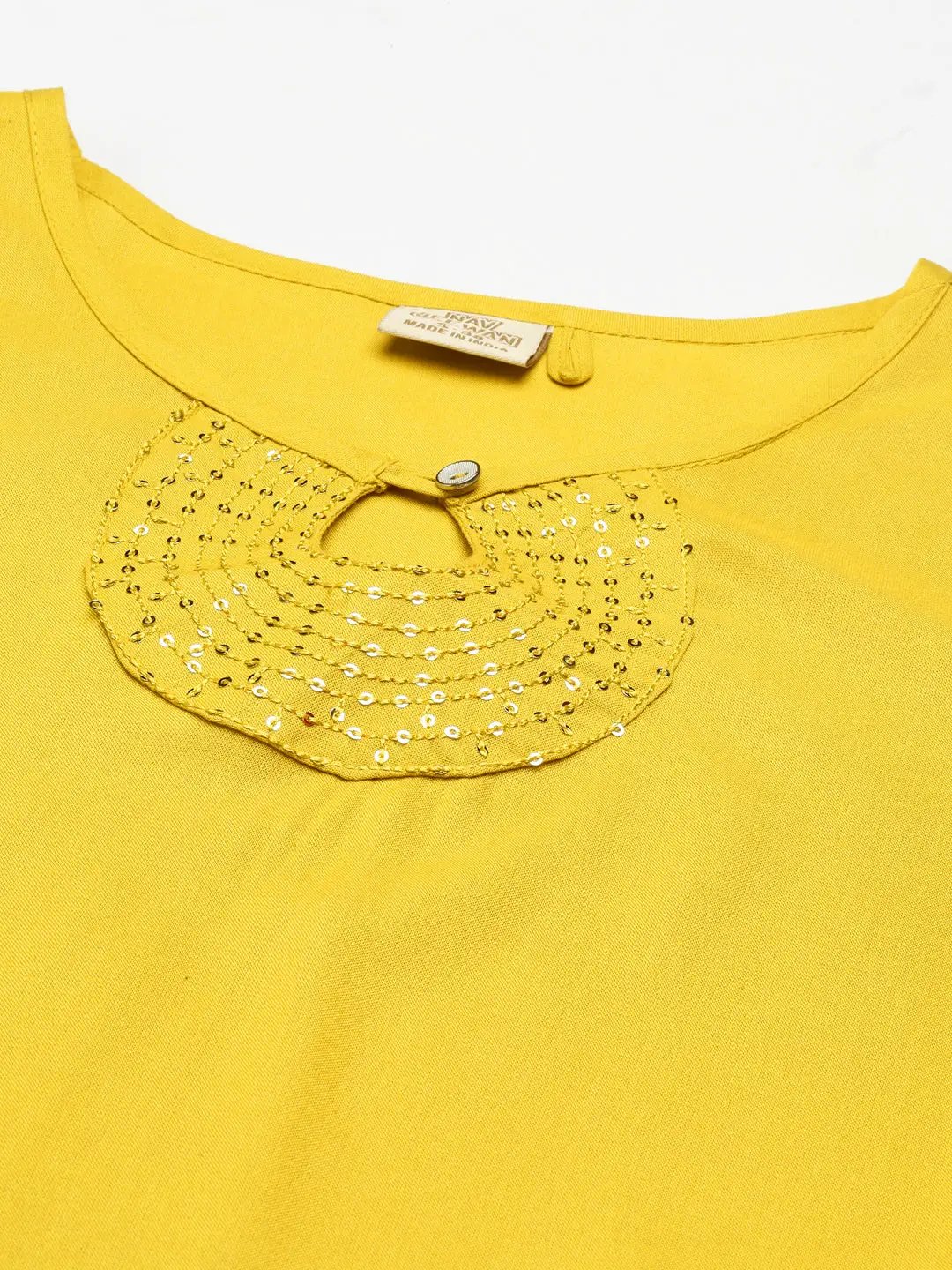 Women's Yellow Embellished Straight Kurta