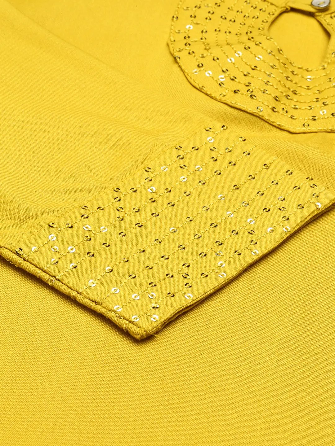Women's Yellow Embellished Straight Kurta
