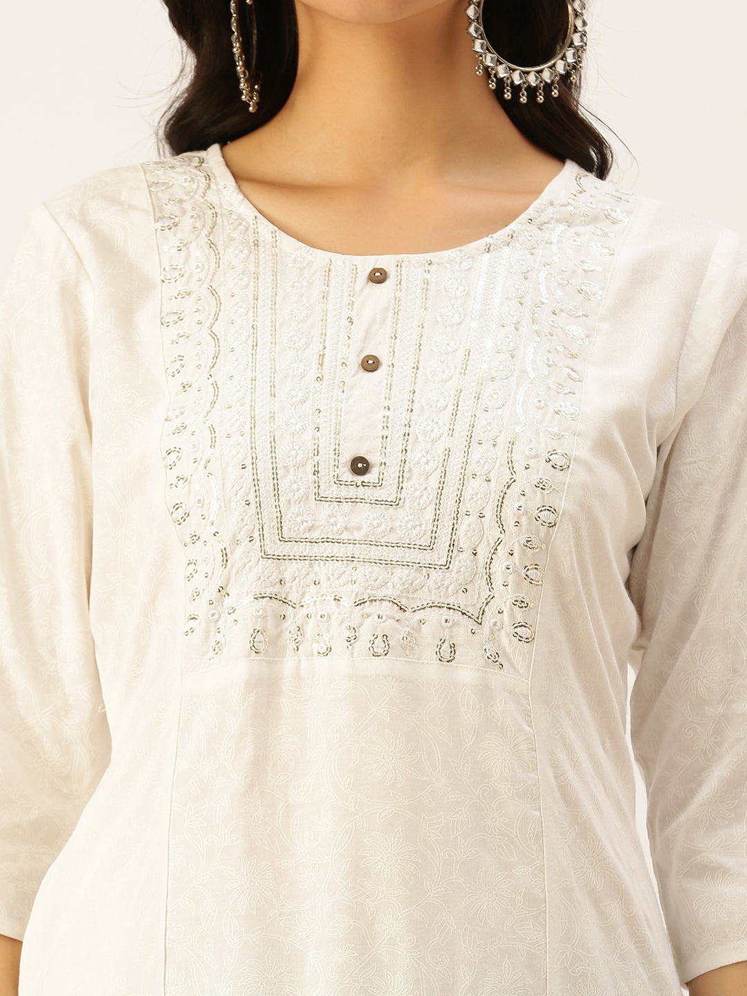 Women's White Printed Straight Kurtas