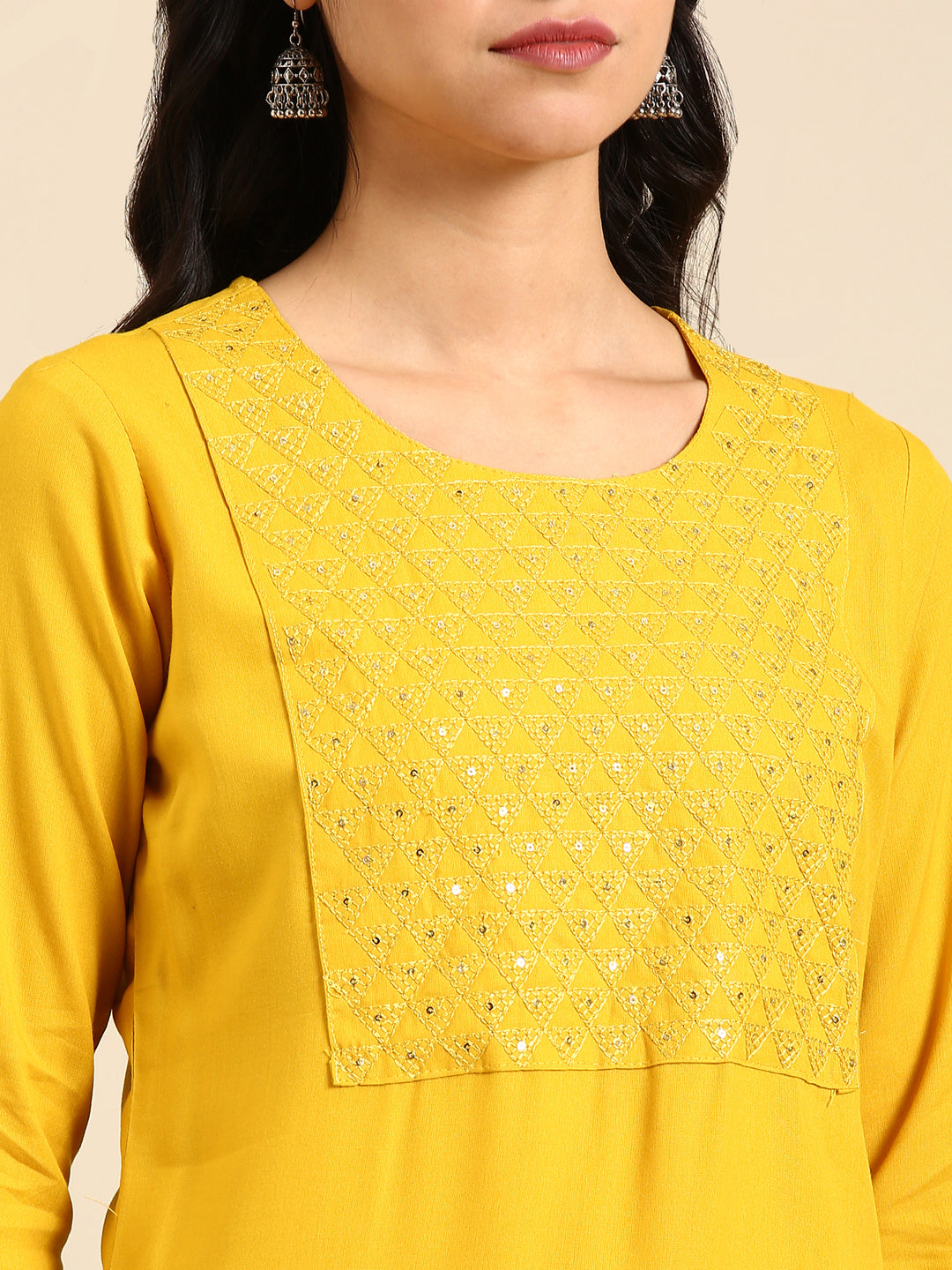 Women's Yellow Printed Straight Kurta