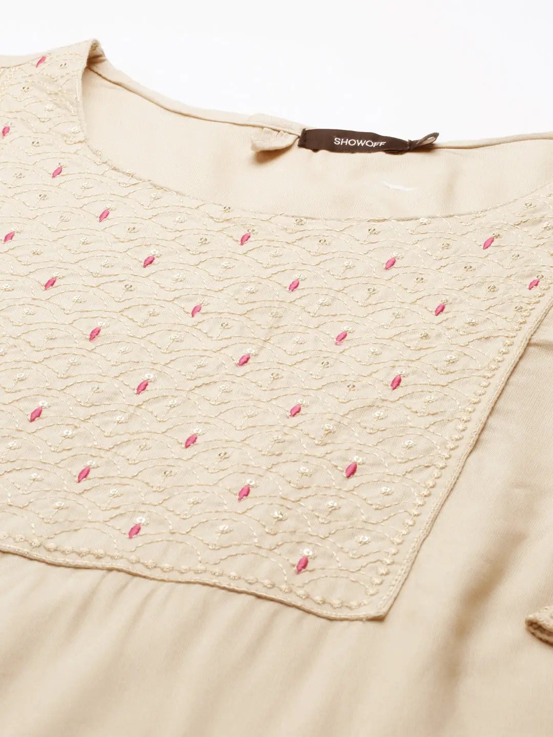 Women's Beige Solid Straight Kurta