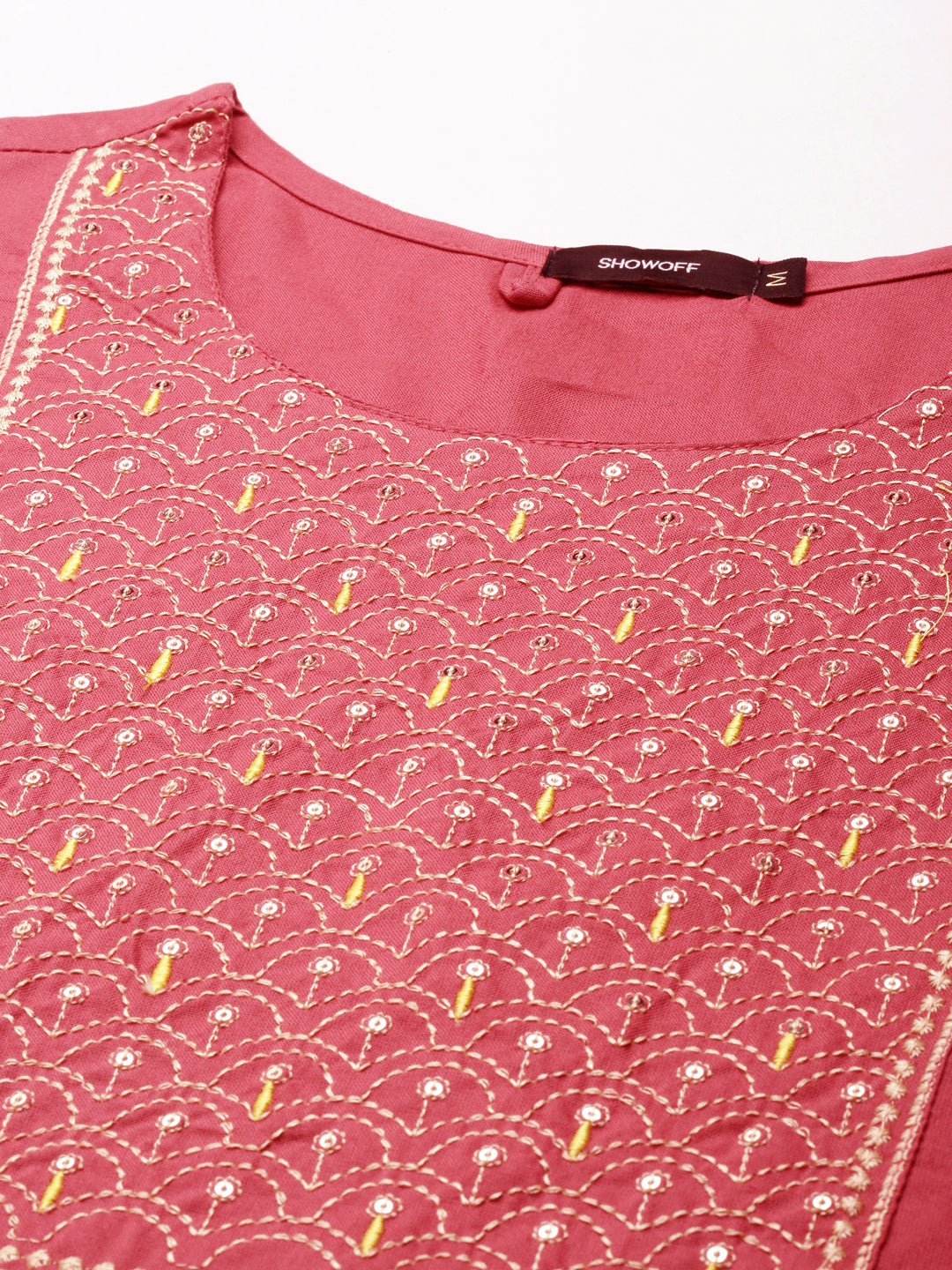 Women's Mauve Embroidered Straight Kurta