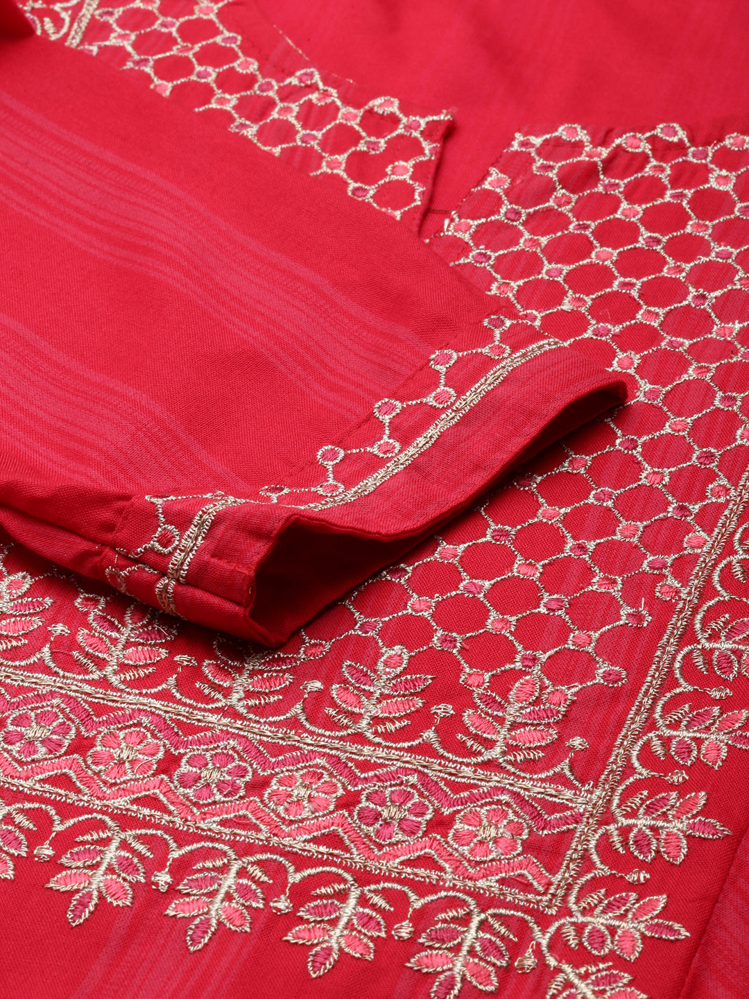 Women Red Striped Straight Kurta