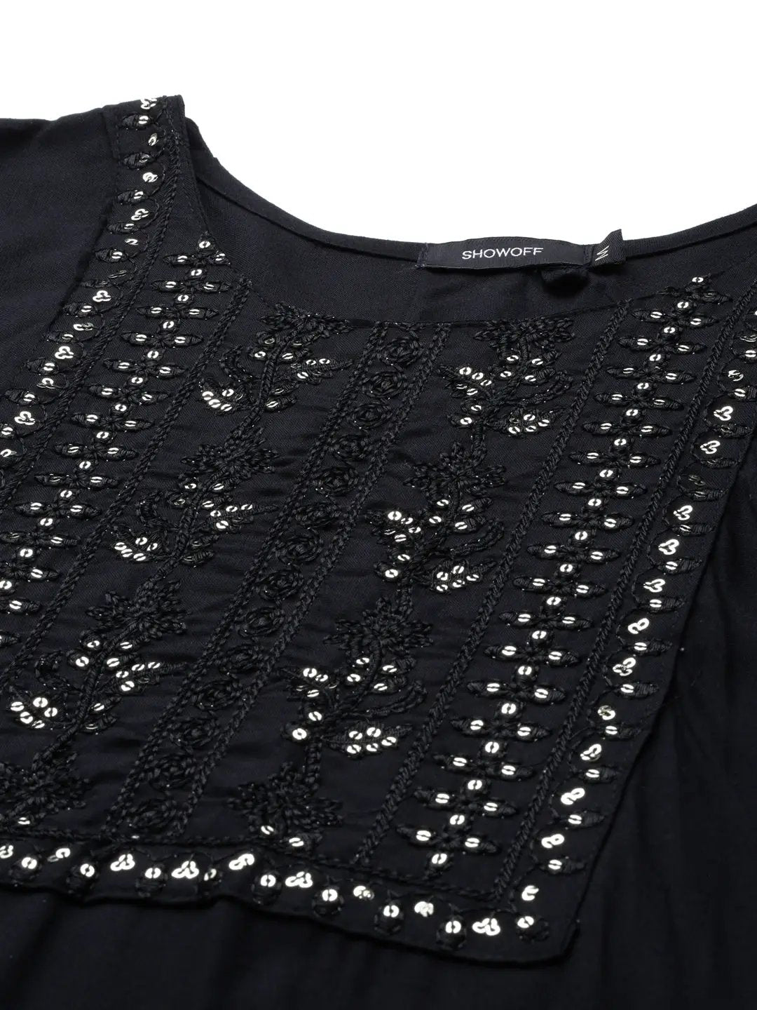 Women's Black Solid Straight Kurta